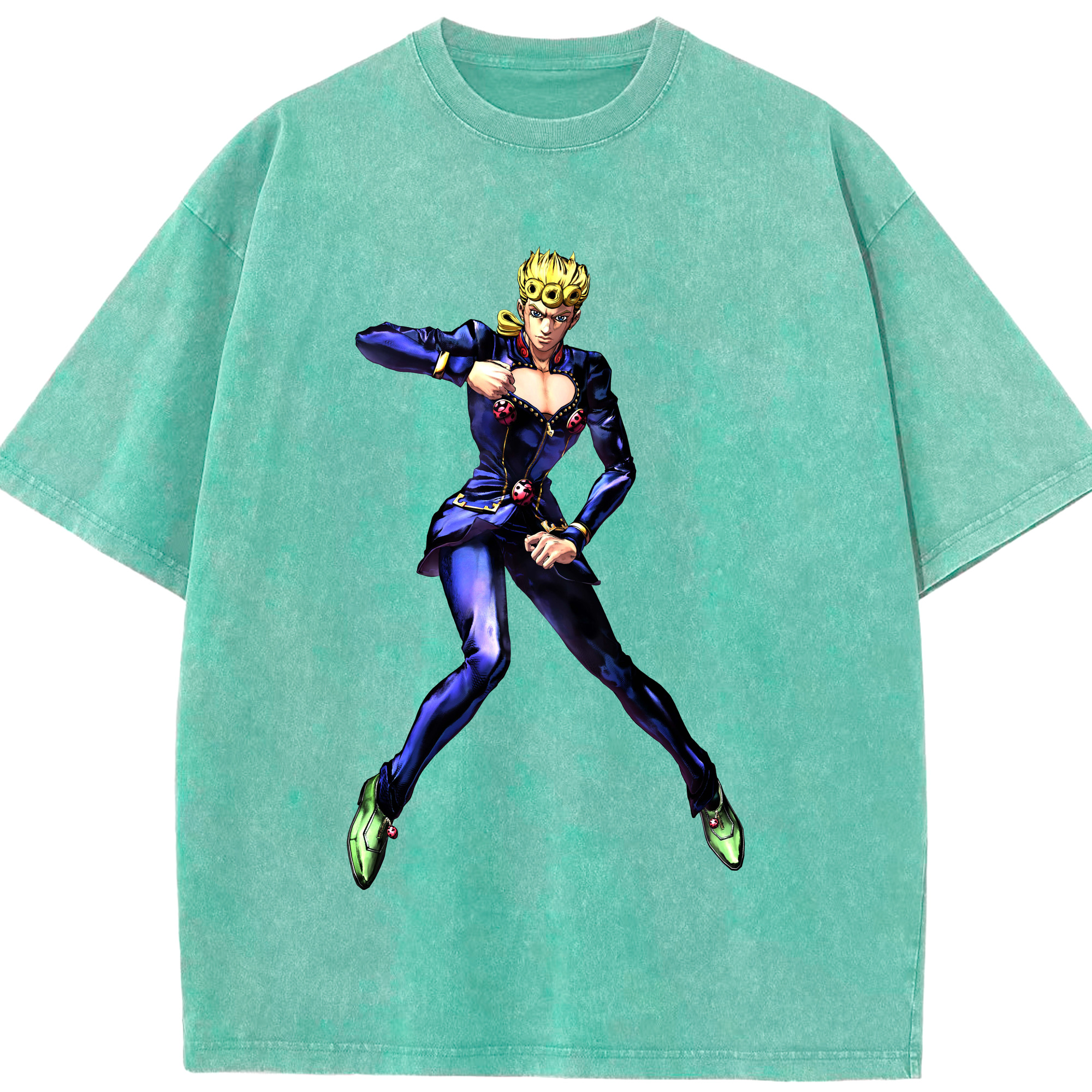 （画像用） ジョジョの奇妙な冒険 ジョルノ?ジョバァーナ JoJo's Bizarre Adventure Giorno Giovanna 綿100% ヴィンテージ風 半袖Tシャツ（フロントプリント）